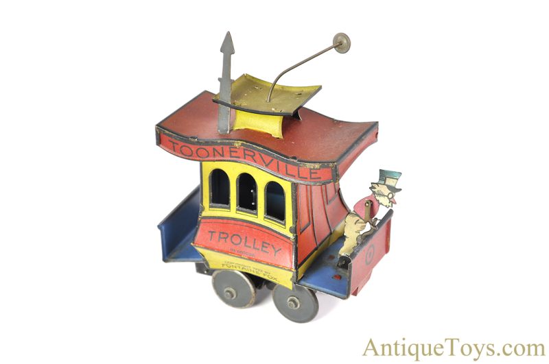 Strauss/Fischer Nifty Toys ca. 1922 Tin Lithographed Windup No. 280098 Fountaine Fox “Toonerville Trolley”  German Toy <FONT COLOR="ff000 ">*SOLD*</font>