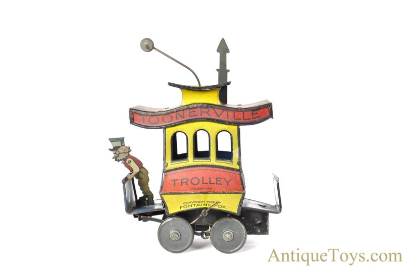 Strauss/Fischer Nifty Toys ca. 1922 Tin Lithographed Windup No. 280098 Fountaine Fox “Toonerville Trolley”  German Toy <FONT COLOR="ff000 ">*SOLD*</font> - Image 4