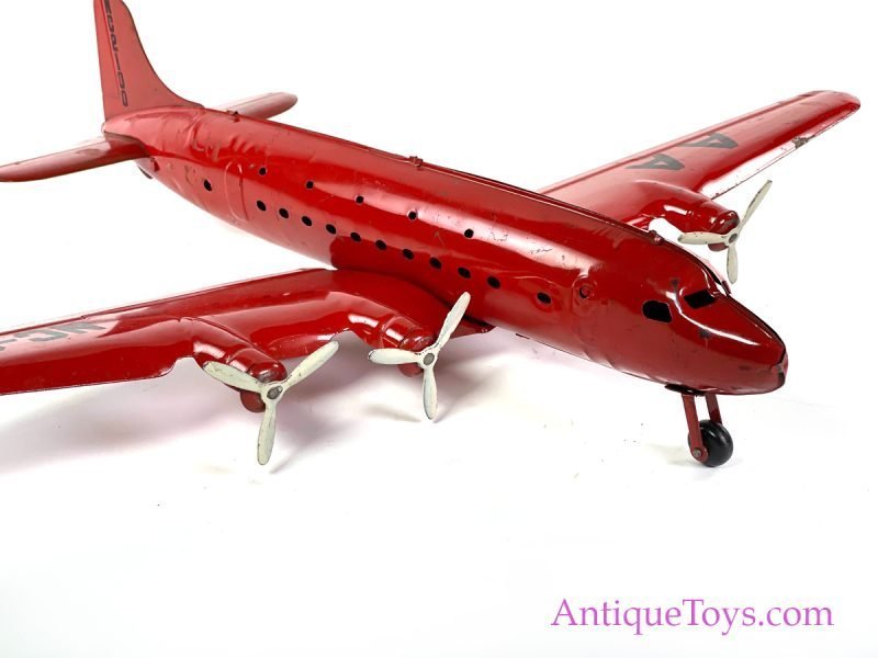 Marx Pressed Steel Deluxe Sized AA American Airlines DC4 NC2100 Airplane <FONT COLOR="ff000 ">*SOLD*</font>