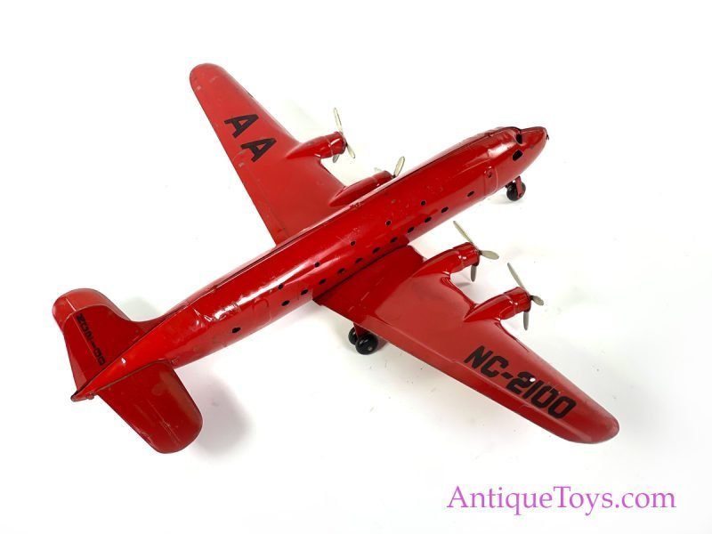 Marx Pressed Steel Deluxe Sized AA American Airlines DC4 NC2100 Airplane <FONT COLOR="ff000 ">*SOLD*</font> - Image 4