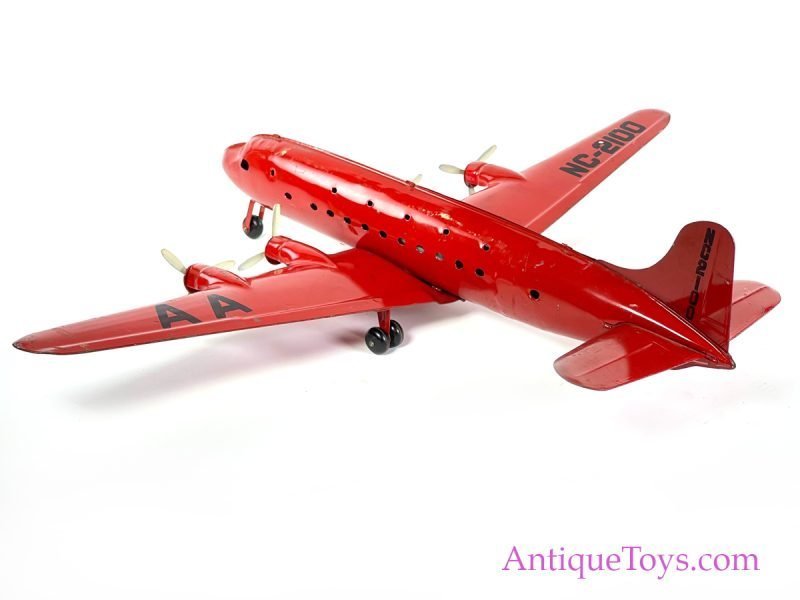 Marx Pressed Steel Deluxe Sized AA American Airlines DC4 NC2100 Airplane <FONT COLOR="ff000 ">*SOLD*</font> - Image 6