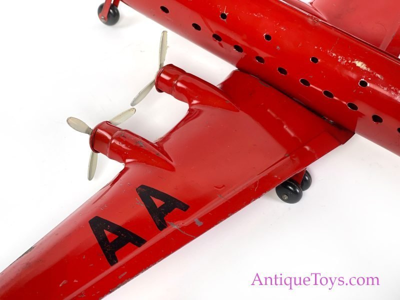 Marx Pressed Steel Deluxe Sized AA American Airlines DC4 NC2100 Airplane <FONT COLOR="ff000 ">*SOLD*</font> - Image 7