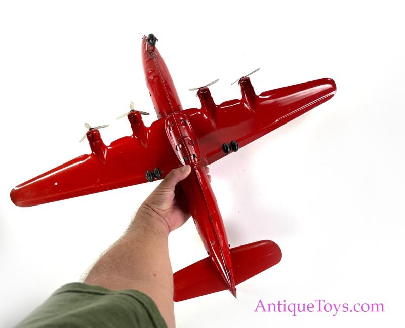 Marx Pressed Steel Deluxe Sized AA American Airlines DC4 NC2100 Airplane <FONT COLOR="ff000 ">*SOLD*</font> - Image 9