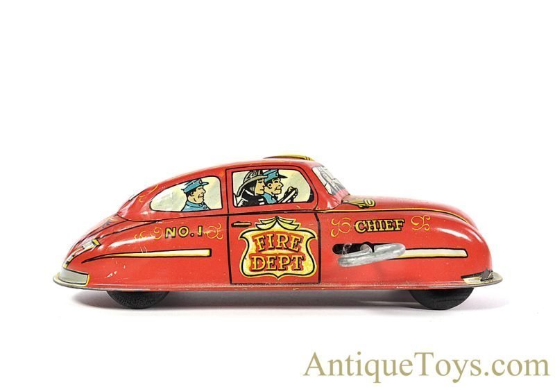 Marx Tin Lithographed Windup Small No. 209 "Mechanical Fire Chief Car" *SOLD* - Image 2