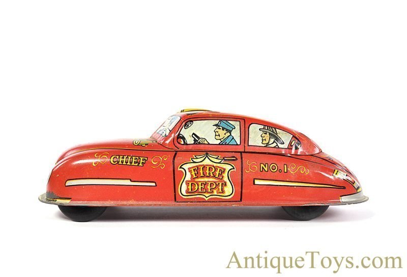 Marx Tin Lithographed Windup Small No. 209 "Mechanical Fire Chief Car" *SOLD* - Image 3