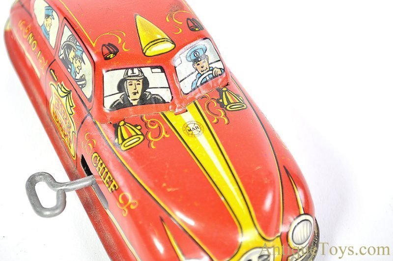 Marx Tin Lithographed Windup Small No. 209 "Mechanical Fire Chief Car" *SOLD* - Image 8