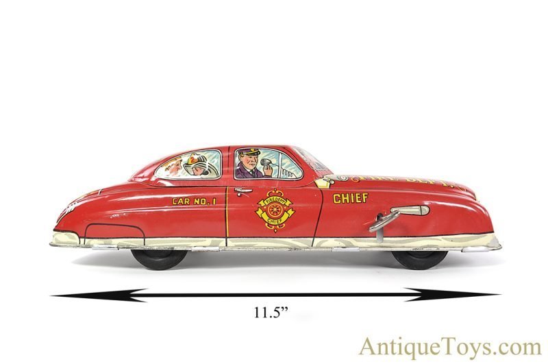 Marx Tin Lithographed Windup "Mechanical Fire Chief Car" in Box <FONT COLOR="ff000 ">*SOLD*</font> - Image 11