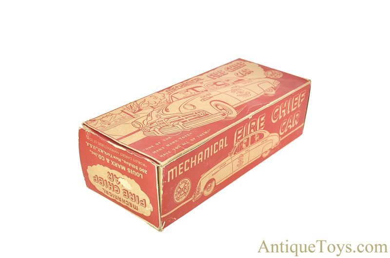 Marx Tin Lithographed Windup "Mechanical Fire Chief Car" in Box <FONT COLOR="ff000 ">*SOLD*</font> - Image 10