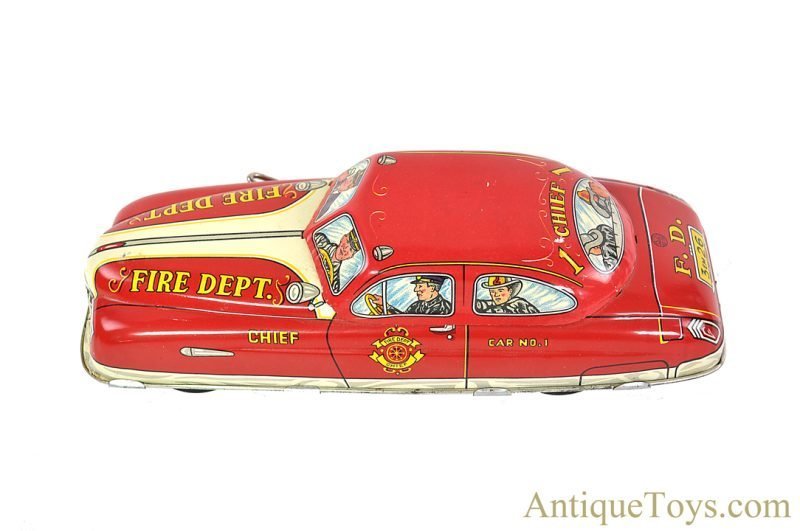 Marx Tin Lithographed Windup "Mechanical Fire Chief Car" in Box <FONT COLOR="ff000 ">*SOLD*</font> - Image 4