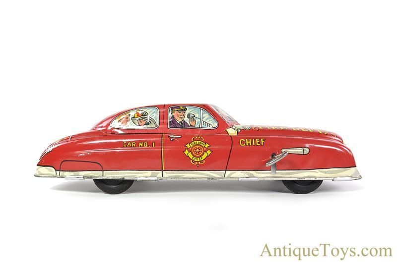 Marx Tin Lithographed Windup "Mechanical Fire Chief Car" in Box <FONT COLOR="ff000 ">*SOLD*</font> - Image 2