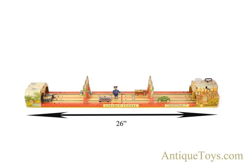 Unique Art ca. 1940's Tin Lithographed Windup “Lincoln Tunnel Traffic” with Box <FONT COLOR="ff000 ">*SOLD*</font> - Image 12