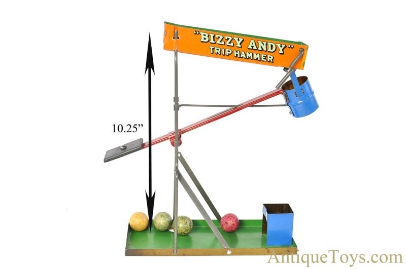 Wolverine Supply & Mfg. Tin Lithographed No. 56 "Bizzy Andy Trip Hammer" Sandy Andy Toy in Box <FONT COLOR="ff000 ">*SOLD*</font> - Image 8