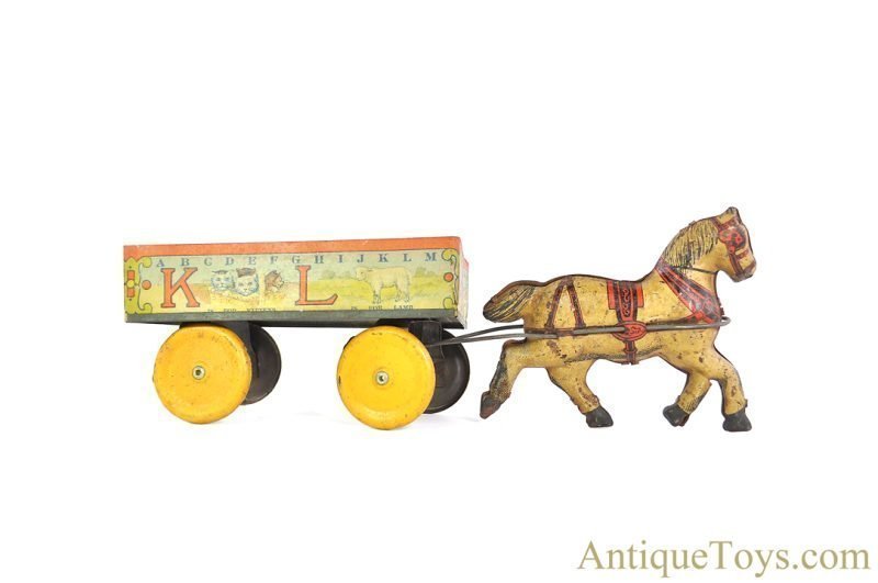 Ohio Art Company ca. 1928 Tin Lithographed ABC Wagon with Antique Wooden ABC Blocks <FONT COLOR="ff000 ">*SOLD*</font> - Image 2