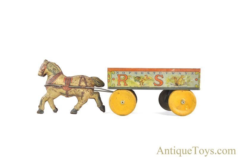 Ohio Art Company ca. 1928 Tin Lithographed ABC Wagon with Antique Wooden ABC Blocks <FONT COLOR="ff000 ">*SOLD*</font> - Image 3