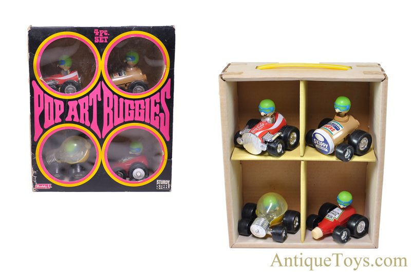 Buddy L Pressed Steel No. 4999 "4pc. Pop Art Buggies Set" in Box <FONT COLOR="ff000 ">*SOLD*</font>