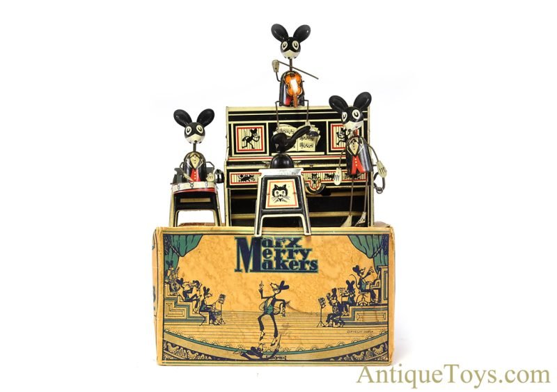 Marx ca. 1920s Tin Lithographed Windup English Version "Marx Merry Makers" Mouse Band Toy in Box <FONT COLOR="ff000 ">*SOLD*</font>