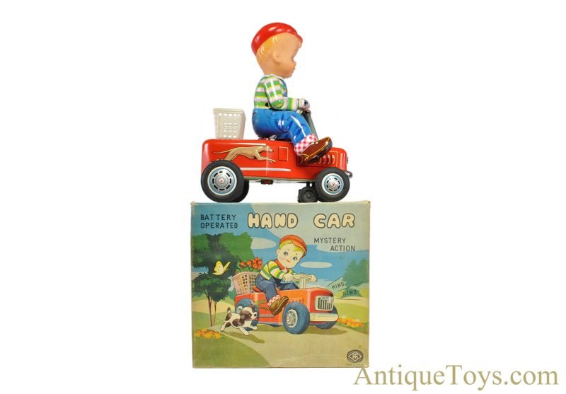 Masudaya Modern Toys (MT) Tin Lithographed Batt. Op. #3296 "Hand Car" in Box <FONT COLOR="ff000 ">*SOLD*</font>