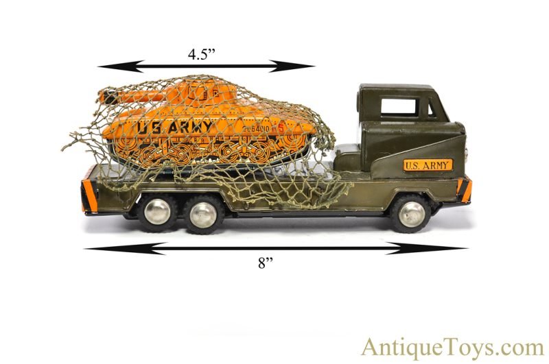 Toymaster Toys Tin Lithographed Friction D-2359 U.S. Army "Tank Carrier with Net" in Box Japanese Toy <FONT COLOR="ff000 ">*SOLD*</font> - Image 9