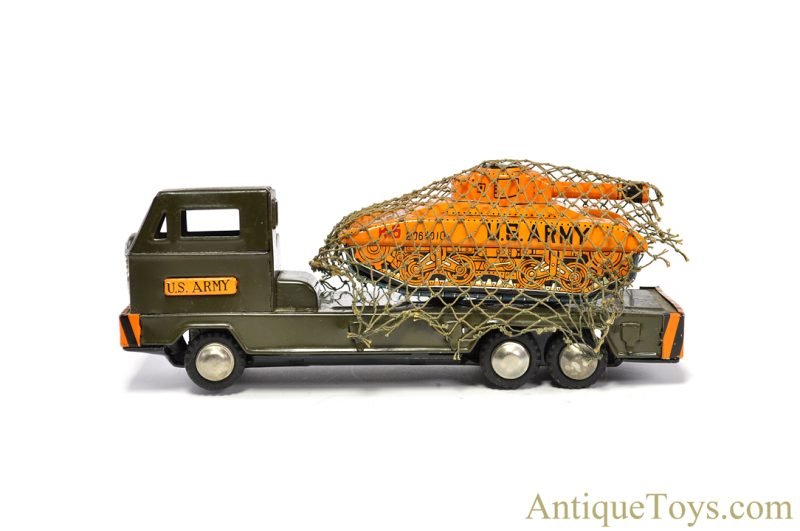 Toymaster Toys Tin Lithographed Friction D-2359 U.S. Army "Tank Carrier with Net" in Box Japanese Toy <FONT COLOR="ff000 ">*SOLD*</font> - Image 2