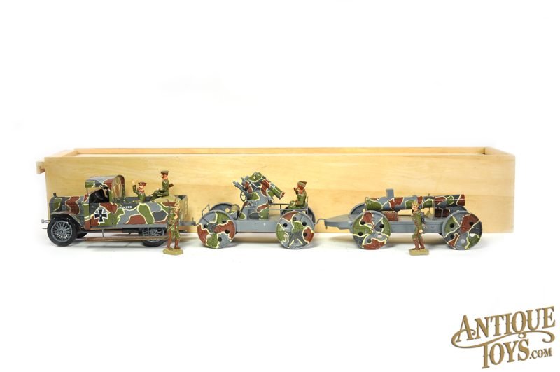 Alan F. Kelsey The Essex Regiment Brand Signed Custom 1:32 WWI Daimler Military Truck, Krupp's Howitzer & Toy Soldiers with Wooden Box <FONT COLOR="ff000 ">*SOLD*</font>