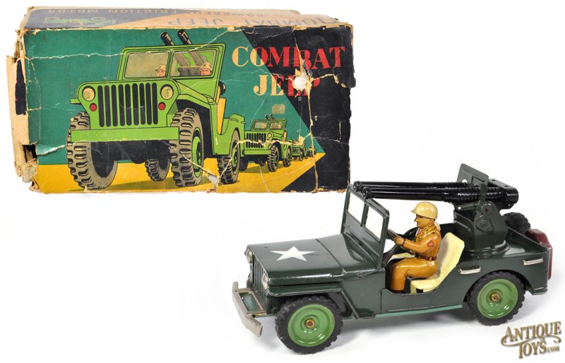 Miyazawa & Taniguchi Shoten Tin Lithographed Friction Combat Jeep in Box <FONT COLOR="ff000 ">*SOLD*</font>